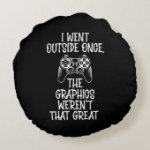 I Went Outside - Funny Gamer ラウンドクッション (裏面)