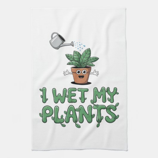 I Wet My Plants – ガーデニングおもしろいデザイン キッチンタオル (縦)
