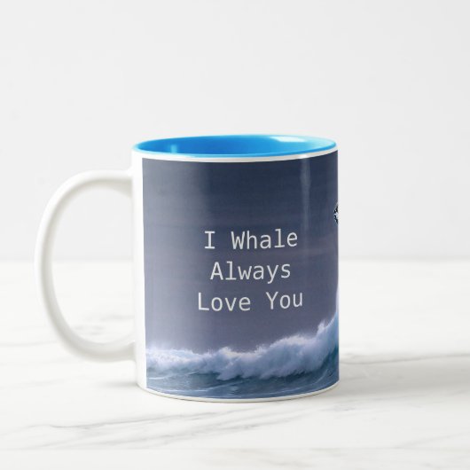 I Whale Always Love You breaching whale mug ツートーンマグカップ (左)