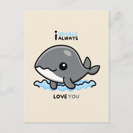 "I Whale Always Love You" card ポストカード (正面)