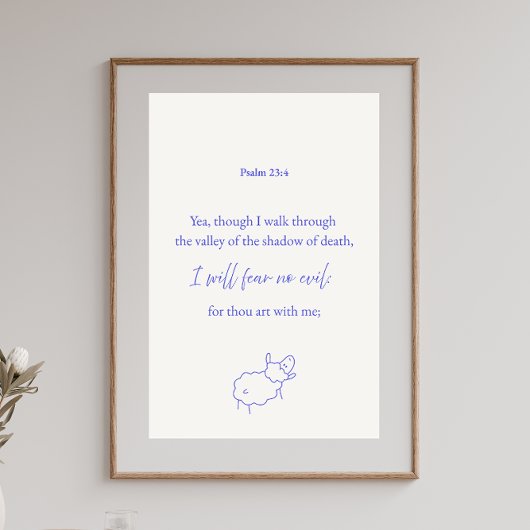 I Will Fear No Evil Psalm 23:4 Christian Poster ポスター