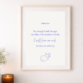 I Will Fear No Evil Psalm 23:4 Christian Poster ポスター