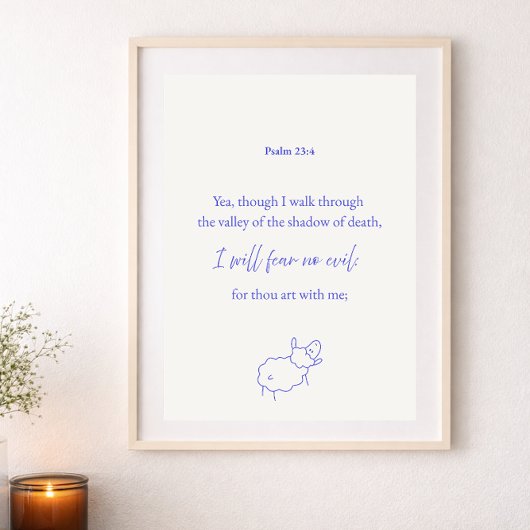 I Will Fear No Evil Psalm 23:4 Christian Poster ポスター