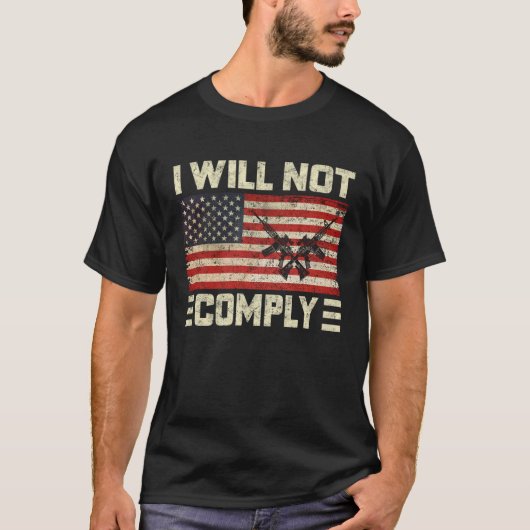 I Will Not Comply No Mandates American Flag Medica Tシャツ (正面)