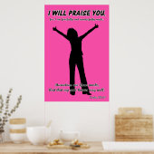 I Will Praise You - Psalm 139:14 Pink Silhouette ポスター (キッチン)