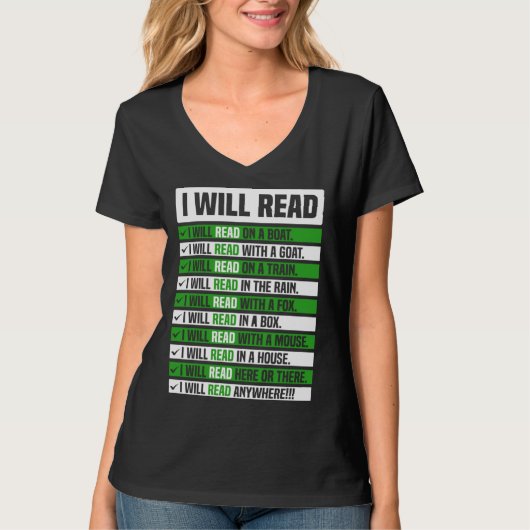 I Will Read Books On A Boat & Everywhere Reading Tシャツ (正面)