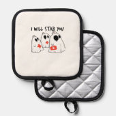 I Will Stab You Ghost Nurse Funny RN Halloween Gho 鍋敷き (正面/裏面)