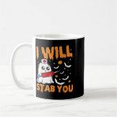 I Will Stab You Ghost Nurse Retro Funny Halloween コーヒーマグカップ (左)