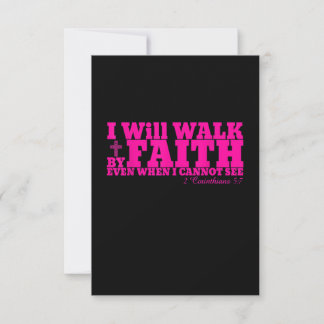 I Will Walk By Faith Christian Pink Bible Verse T サンキューカード