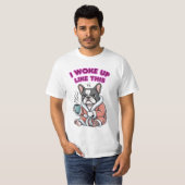 I Woke Up Like This French Bulldog Coffee Grumpy Tシャツ (正面フル)