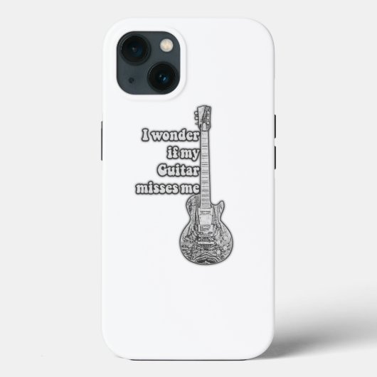 I wonder if my guitar misses me. Black and white Case-Mate iPhoneケース (裏面)