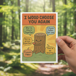 I Wood Choose You Again - Funny 5th Anniversary Pu カード