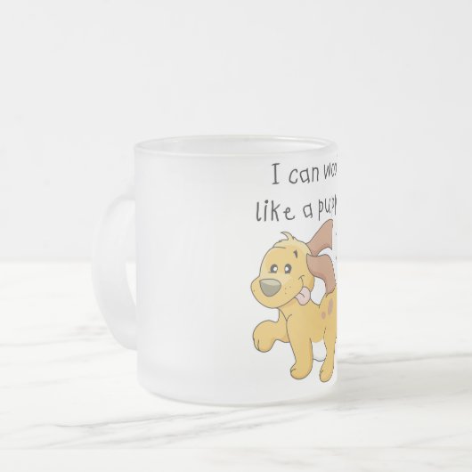 I Woofは子犬のTシャツおよびギフトを好みます フロストグラスマグカップ (正面左)