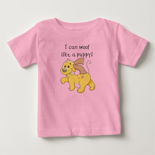 I Woofは子犬のTシャツおよびギフトを好みます ベビーTシャツ (正面)