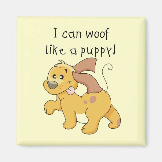 I Woofは子犬のTシャツおよびギフトを好みます マグネット (正面)