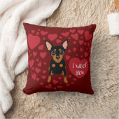 I woof / love you Min Pin Owner装飾用クッション クッション (ブランケット)