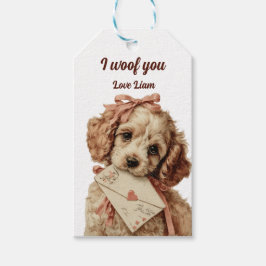 「I woof you」ヴィンテージ・パピー バレンタインデー ギフトタグ