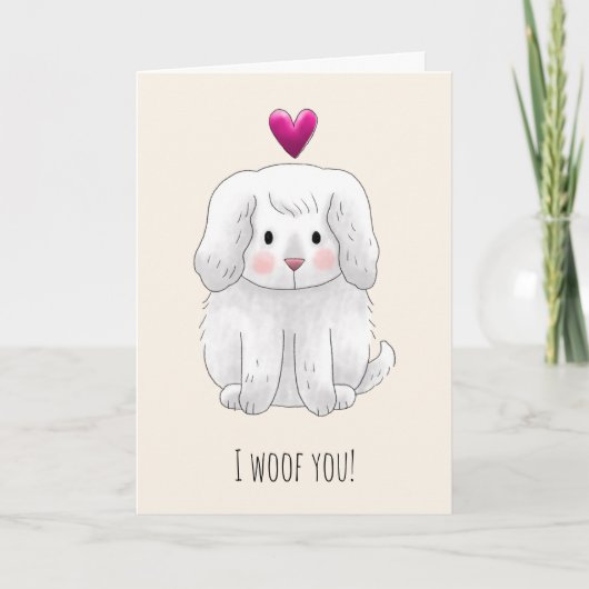 I Woof You Cute Kids Funny Valentines Day シーズンカード (正面)