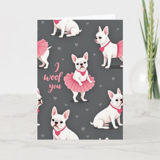 I Woof You French Bulldog Card カード (正面)