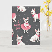 I Woof You French Bulldog Card カード (黄色い花)