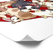 I Woof You French Bulldog Dog Heart Shape Valentin ポスター (角)