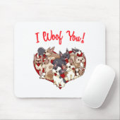 I Woof You French Bulldog Dog Heart Shape Valentin マウスパッド (マウス)