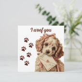 I woof you Vintage Pup Valentine's Day カード (スタンド正面)