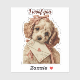 I woof you Vintage Pup Valentine's Day シール