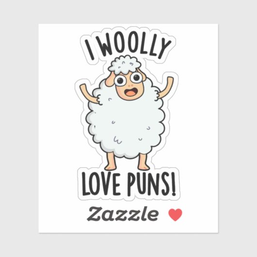 I Wooly Love Puns Funny Sheep Pun  シール (シート)