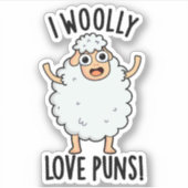 I Wooly Love Puns Funny Sheep Pun  シール (正面)