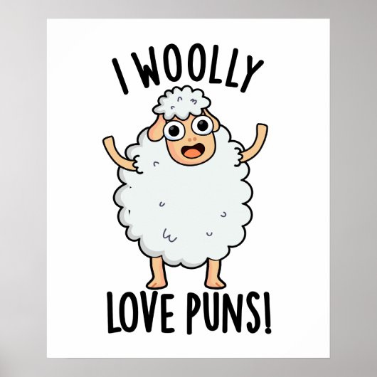 I Wooly Love Puns Funny Sheep Pun  ポスター (正面)