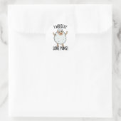 I Wooly Love Puns Funny Sheep Pun  ラウンドシール (バッグ)