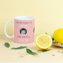 I Work懸命- Personalizable Cat Photo コーヒーマグカップ