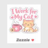 I Work for My Cat – Cute Kawaii Cat Design シール (シート)