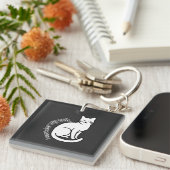 I Work for My Cat – Funny Cat Lover Quote Design キーホルダー (正面右)