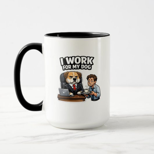 I Work For My Dog Funny Design  マグカップ (左)