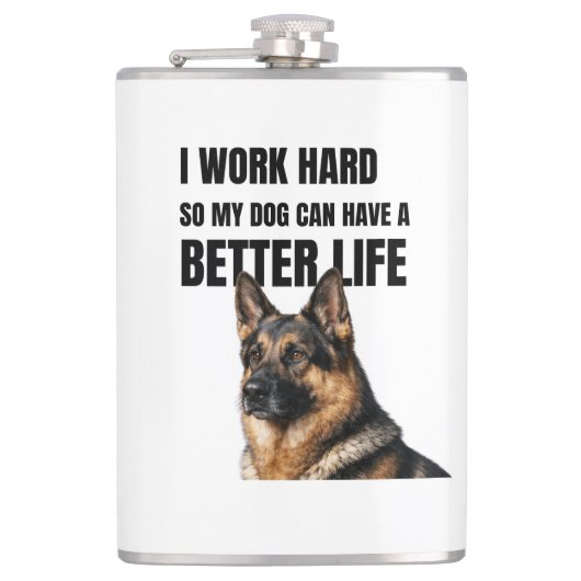I Work Hard for My German Shepherd フラスク (正面)