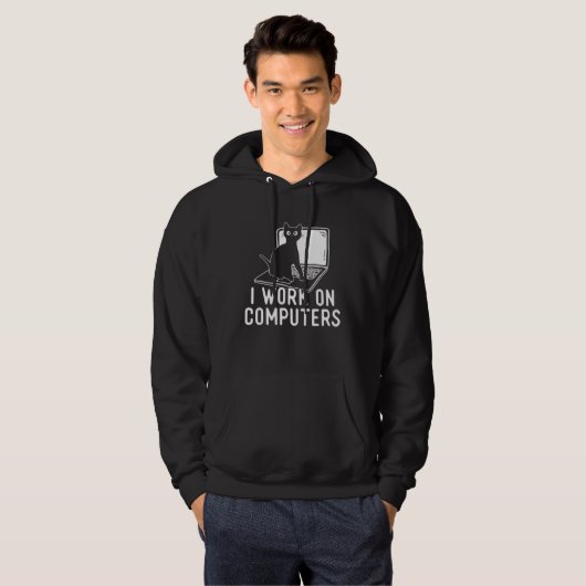 I Work On Computers  Cat パーカ (正面フル)