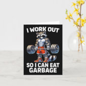 I Work Out So I Can Eat Garbage Funny Raccoon Gym カード (黄色い花)