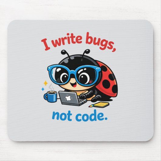 I write bugs, not code. マウスパッド (正面)