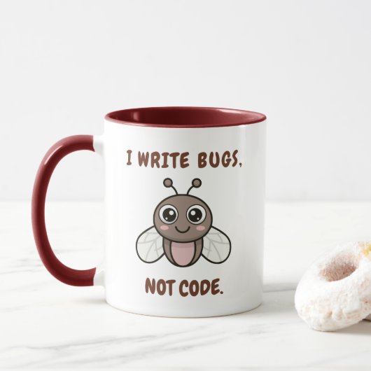 I write bugs, not code マグカップ (ドーナツ)