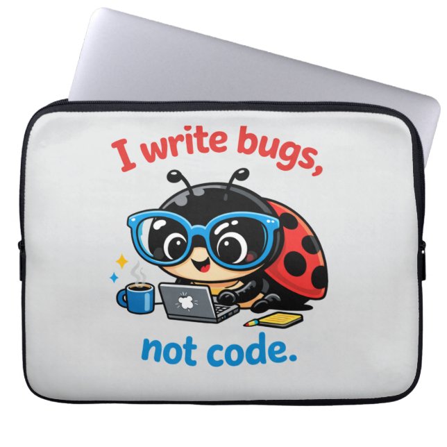 I write bugs, not code. ラップトップスリーブ (正面)