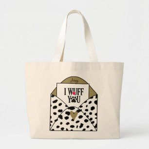 "I Wuff You"ダルマチアプリント ラージトートバッグ
