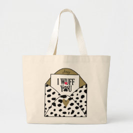 "I Wuff You" ダルメシアンプリント ラージトートバッグ