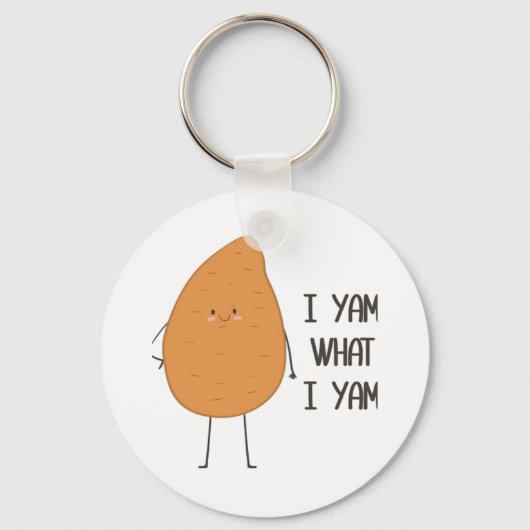 I Yam What I Yam Awesome Yam Vegetable Pun Playful キーホルダー (正面)