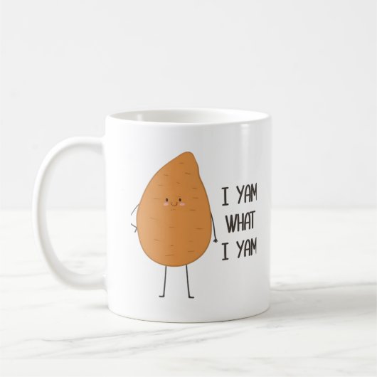 I Yam What I Yam Awesome Yam Vegetable Pun Playful コーヒーマグカップ (左)