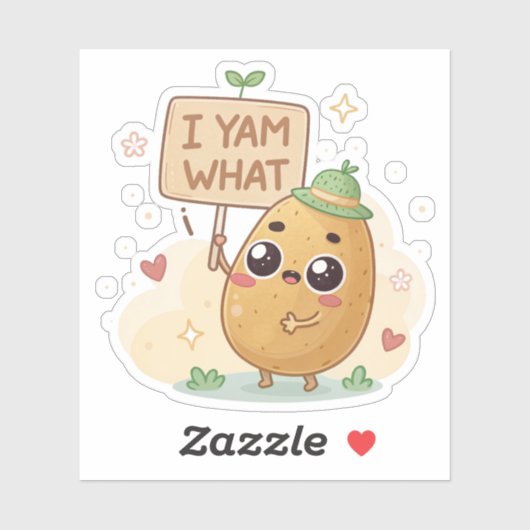 I Yam What I Yam | Cute Punny Potato Character Sti シール (シート)