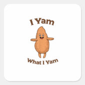 I Yam What I Yam Dancing Sweet Potato Festive スクエアシール (正面)