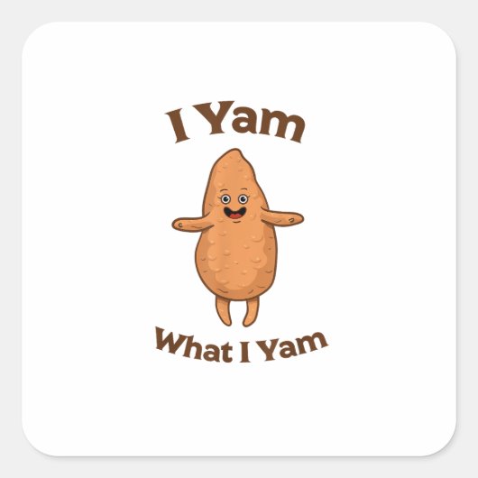I Yam What I Yam Dancing Sweet Potato Festive スクエアシール (正面)