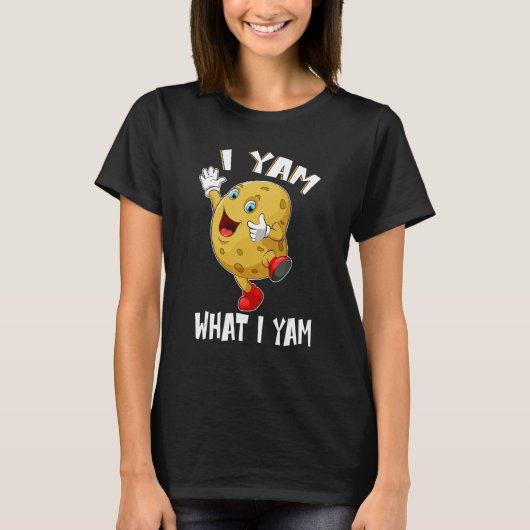 I Yam What I Yam Dancing Sweet Potato Thanksgiving Tシャツ (正面)